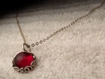 Vtg Jbb Joshua Benbassat Red Crystal Dainty Sterling Silver Pendant Necklace 18". Fixed Price $22.80.