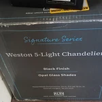 Alsy Weston 5-LIGHT Black Chandelier Opal Glass Shades Signature Series 24 In.. Fixed Price $56.23.