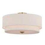 Vaxcel Burnaby 4L Semi-flush Mount, Matte Brass, White Linen Shade C0112. Fixed Price $269.99.