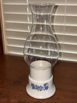 Pfaltzgraff Yorktowne Hurricane Lamp With Glass Globe Tea Light Candle Holder. Fixed Price $22.50.