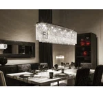 7PM Modern Crystal Chandelier Rectangle Chrome Contemporary Pendant. Fixed Price $369.00.