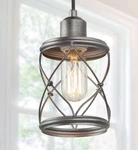 Lnc A03475 1-LIGHT Dark Pewter Hanging Mini Pendant W/geometric Cage Shade. Fixed Price $34.98.