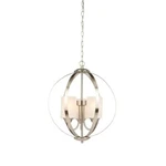 Hampton Bay WB1002-CL Findlay Brushed Nickel Chandelier W/ Etched Glass Shades. Fixed Price $149.95.