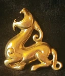 Vintage Metropolitan Museum Of Art Mythical Horned Golden Beast Pin Pendant Mma. Fixed Price $45.00.