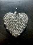 Vintage Sterling Silver Bubble Heart & Clear Crystal Pendant About 3/4 Otis. Fixed Price $19.95.