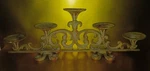 Large Old-world Ornate Heavy Wrought Iron Candleabra. Fixed Price $35.00.