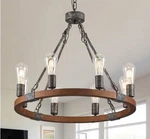 Farmhouse Solid Wood & Metal Chandelier, Painted Finish, 8-LIGHT, 23.62". Fixed Price $99.99.