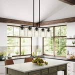 Progress Lighting Mauzy 5-LIGHT Matte Black Linear Chandelier Water Glass Shade. Fixed Price $109.73.