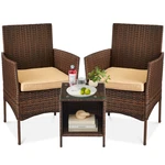 New 3-PCS Outdoor Wicker Conversation Patio Bistro Set W/ 2 Chairs Table. Fixed Price $159.89.
