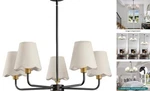Chandelier Modern Farmhouse Dining Room 5-LIGHT Black&gold. Fixed Price $137.64.