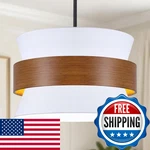 Yarlkav 5-LIGHTS White Drum Farmhouse CHANDELIER19.68 Modern Large Fabric. Fixed Price $201.12.