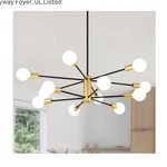 Amzasa Sputnik Chandelier 12-LIGHT Black Gold Modern Height-adjustable Ul Listed. Fixed Price $60.00.