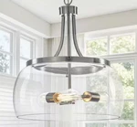 Tinhon 16" 3-LIGHT Nickel Pendant Light,modern Chandelier W/ Glass Dome Shade. Fixed Price $119.99.
