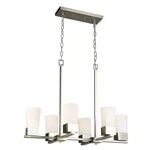 Eglo Ciara Springs 6-LIGHT 28" Nickel Linear Chandelier Frosted Glass Shades. Fixed Price $153.75.