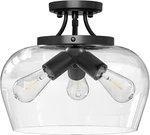 Matte Black Semi Flush Mount Ceiling Light With Clear Glass Shade, 3-BULB. Fixed Price $133.99.