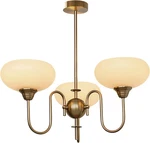 Vintage 3-LIGHT Glass Chandelier Antique Brass For Dining Room Elegance. Fixed Price $223.99.