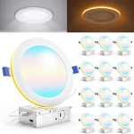 Sunco 12 Pack 6" Led Recessed Lights With Night Light, Dimmable, 1500 Lm. Fixed Price $154.99.