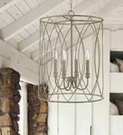 Distressed Grey Gold Accent Lantern 4 Lt Island Foyer Open Pendant 18" Diameter. Fixed Price $599.00.