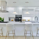 Mini Modern Light Pendants (2) Brushed Nickel Frosted Glass Kitchen Island. Fixed Price $27.00.