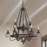Quoizel Noble 32" Wide 2-TIER Scroll Arm Rustic Black Chandelier. Fixed Price $1080.99.