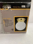 Hampton Bay Flushmount Ceiling Light Fixture, White, Polished Brass, 5.75 Inches. Fixed Price $10.50.