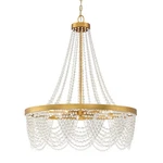 Crystorama Fiona 4-LIGHT 33" Chandelier In Antique Gold With White Glass Beads. Fixed Price $798.00.