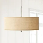 Nickel Drum Pendant Chandelier 16" Modern Woven Burlap 3-LIGHT Fixture Kitchen. Fixed Price $274.99.