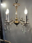 Antique Vintage Bronze Brass Chandelier 5 Light Simple Elegant Crystals. Fixed Price $450.00.