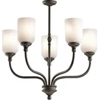 New! Kichler 43651OZ Lilah Light 24 Inch Olde Bronze Chandelier White Glass. Fixed Price $99.99.