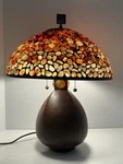 Quoizel Fossil Stone Table Lamp Polished Agate Mosaic Shade Dome Rare Large. Fixed Price $875.00.