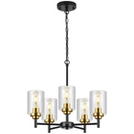 9MMML 5 Lights Glass Chandelier,modern Kitchen Island Lighting Black Gold.... Fixed Price $106.38.