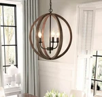 Gracie Oaks Chandelier, Wood Globe Hanging 3-LIGHT Fixture For Dining & L.... Fixed Price $149.99.