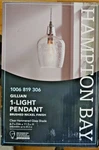 Hampton Bay Gillian 1-LIGHT Brushed Nickel Cone Mini Pendant Hammered Glass. Fixed Price $48.97.