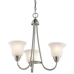 Kichler Nicholson Chandelier 3LT, Brushed Nickel, Satin Etched - 42883NI. Fixed Price $169.99.