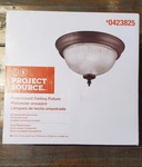Project Source Flushmount Ceiling Fixture, Bronze Finish Ribbed Glass, 11 Inches. Fixed Price $13.99.