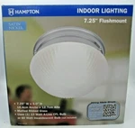 Hampton Indoor Lighting 7.25 Flush Mount Satin Nickel White Matted Ribbed Glass. Fixed Price $16.67.
