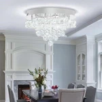 Elegant Crystal Chandelier Flush Mount Ceiling Light. Fixed Price $400.00.