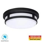 Hampton Bay 11 In. Round Black Integrated 3-CCT Led Ceiling Light Flush Mount. Fixed Price $29.99.