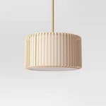 Bamboo Ceiling Drum Light Natural - Threshold: Rattan Pendant, Etl Listed, Metal. Fixed Price $70.99.