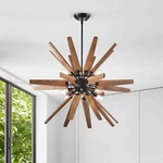 The Lighting Store Bernice 8-LIGHT Antique Black Sputnik Natural Wood Chandelier. Fixed Price $227.57.