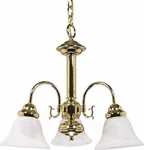 Nuvo 60-186 Polished Brass Chandelier With Alabaster Glass Bell Shades. Fixed Price $129.99.