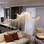 36" Modern Wave Led Crystal Chandelier Elegant Hanging Fixture 3CCT Pendant Lamp. Fixed Price $129.99.