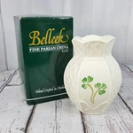 Belleek Pottery Shamrock Trellis Violet 4.5" Vase Woven Pattern Ireland Box. Fixed Price $29.99.