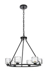 Dining Room Chandelier Farmhouse Fixture Black Lighting Glass Shades 26". Fixed Price $607.28.