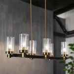 Zevni 27IN 6-LIGHT Black Farmhouse Chandelier Seeded Glass For Dining Room. Fixed Price $215.56.