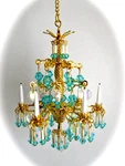 Miniature Crystal Turquoise Chandelier Lamp- Non Elec. Fixed Price $99.00.