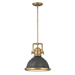 Hinkley Lighting Keating 1 Pendant, Heritage Brass/aged Zinc 4697HB-DZ. Fixed Price $449.65.