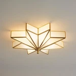 Gold Star Flush Ceiling Light - 19.5 Inch Brass Glass Large Mount Fixture A.... Fixed Price $156.73.