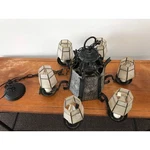 Vtg 1960'S Chandelier Thomas Industries Moe Light Hammered Pewter Lamps. Fixed Price $499.99.