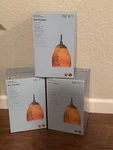 Set Of 3 Hampton Bay Nutmeg Mini Pendant Art Glass Shade. Hardwired. Fixed Price $56.00.